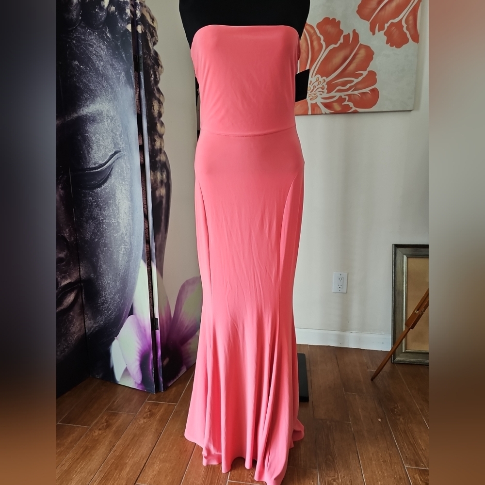 NWT NORMA KAMALI Strapless Stretch Fishtail Gown in PAPAYA‎ Size XL/42